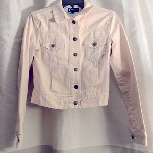 pale pink denim jacket womens